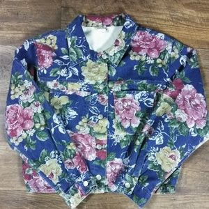 Flowers All Around Me jean jacket Size L